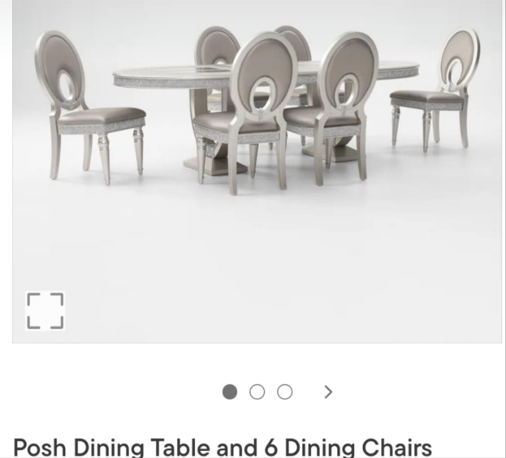 Posh Dining Set with 6 Chairs and Curio