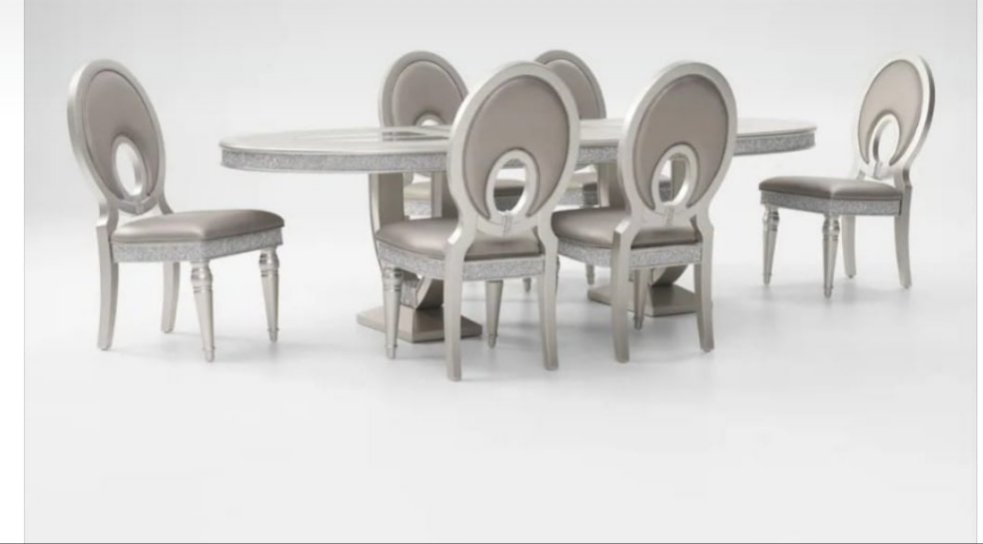 Posh Dining Set with 6 Chairs and Curio