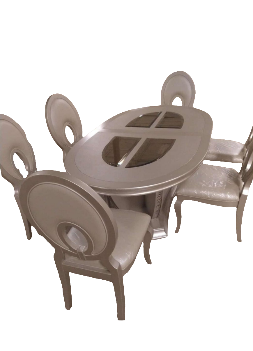 Posh Dining Set with 6 Chairs and Curio