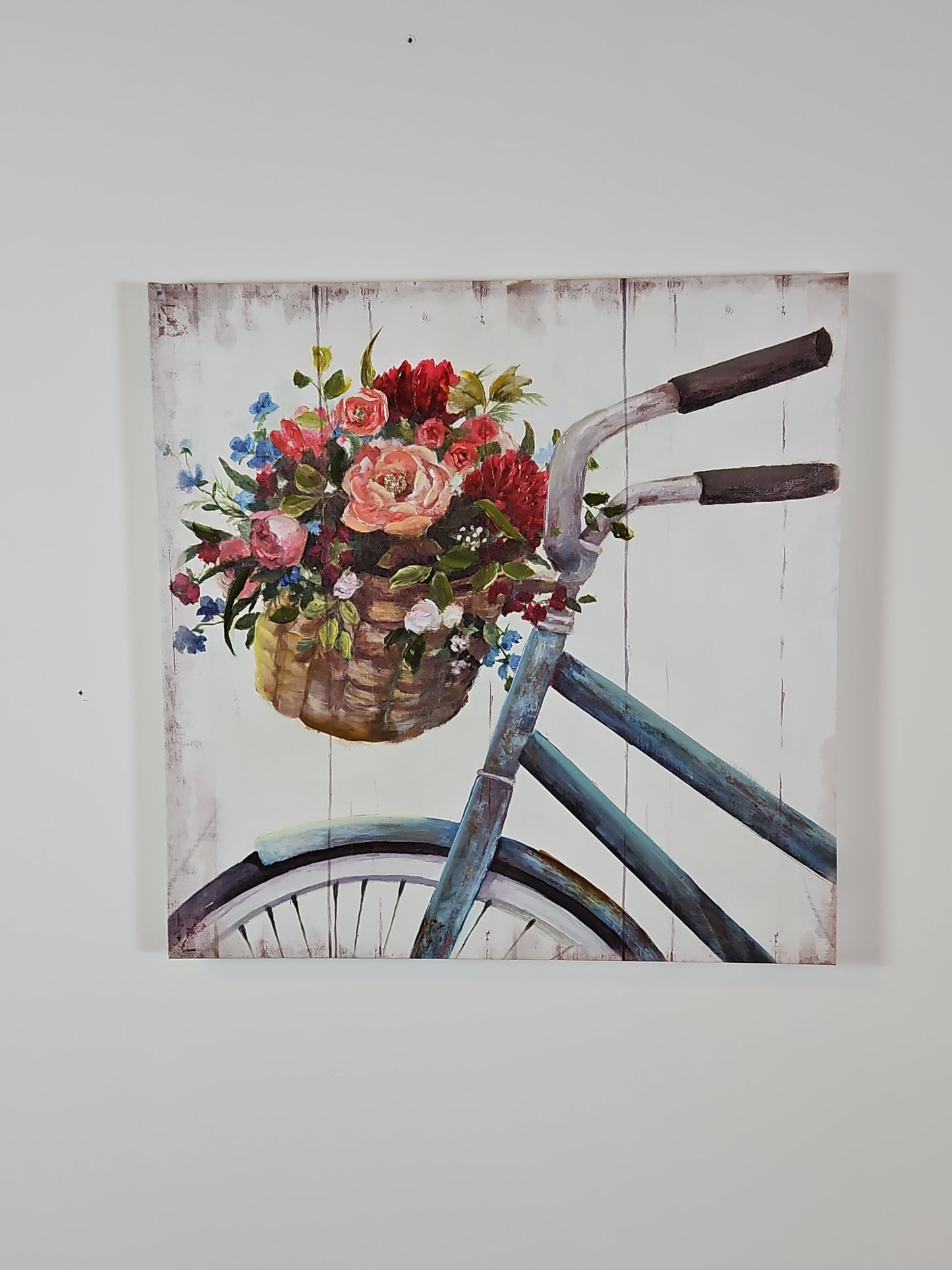 Canvas- Bike with Flowers and Basket set of 2