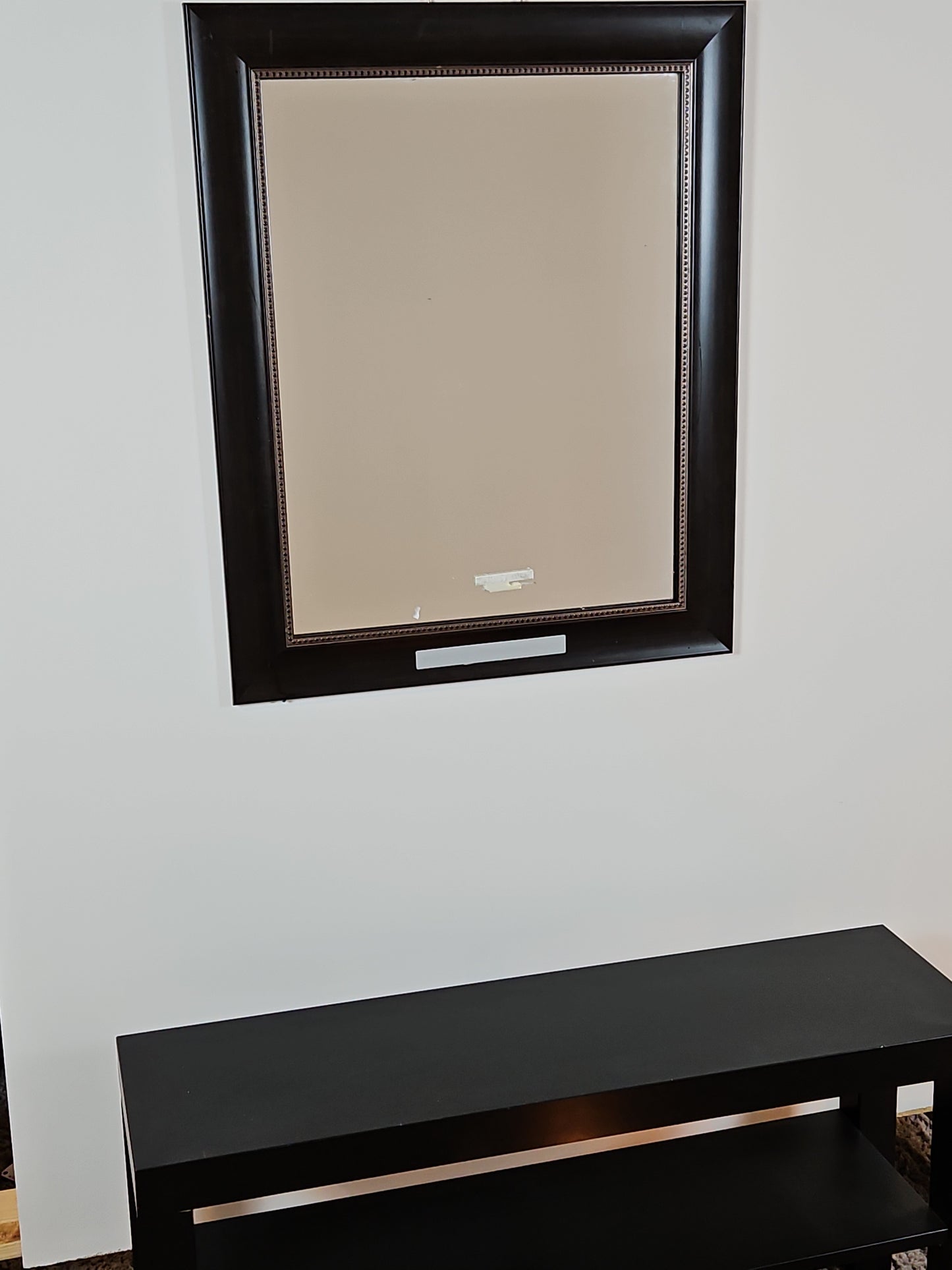 Black Framed Mirror with Gold Trim