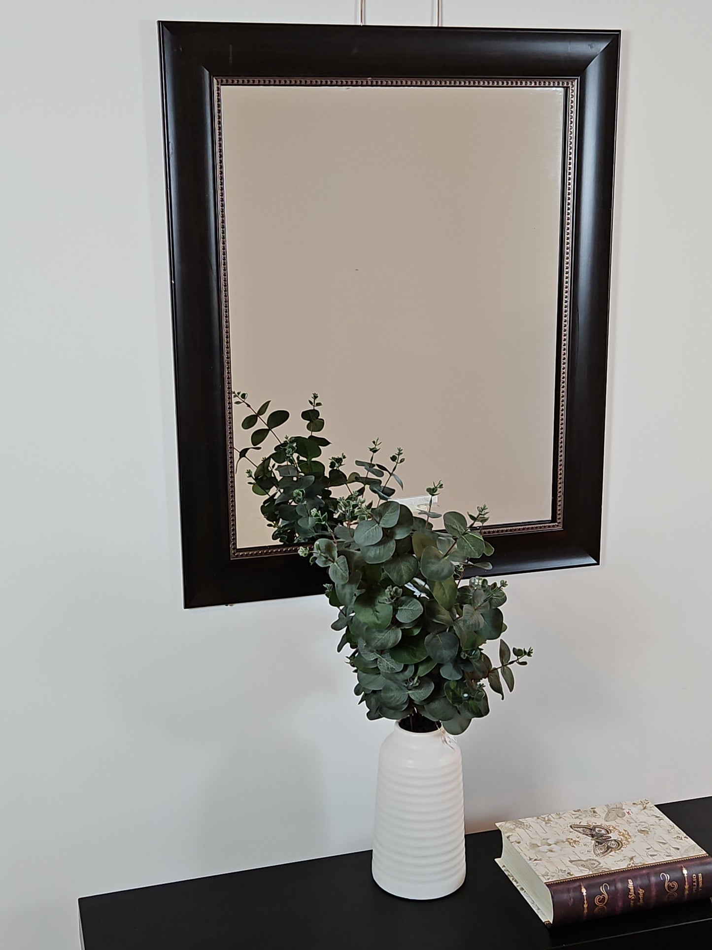 Black Framed Mirror with Gold Trim