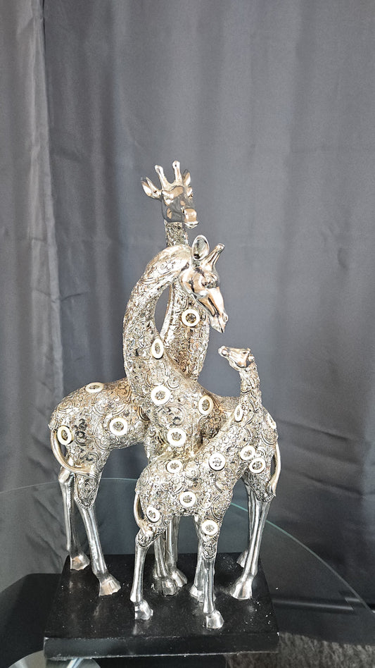 Faux Silver Giraffe Figurines